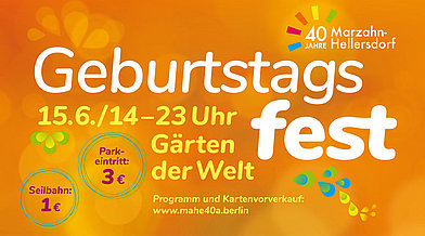 Veranstaltungsplakat: Geburtstagsfest 40 Jahre Marzahn-Hellersdorf